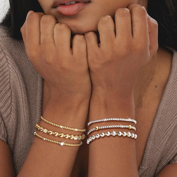 Women's Layered Elastic Stretch Beaded Bracelets Bracelet Set Size of 6.5inch - Picture 8 of 9